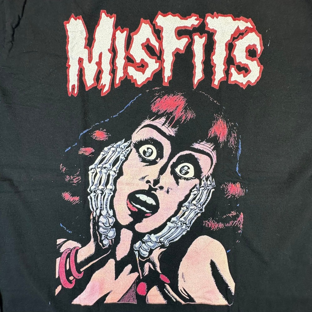 Misfits T-Shirt Mens L Black Evilive Music Graphic Skeleton Hands Band Tee
